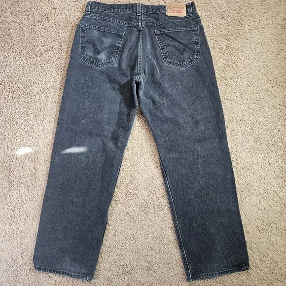 Levis 550 Relaxed Fit Taper Jeans Mens Tag 36x30 Act 35x28.5 Black Faded Wash - Picture 2 of 11